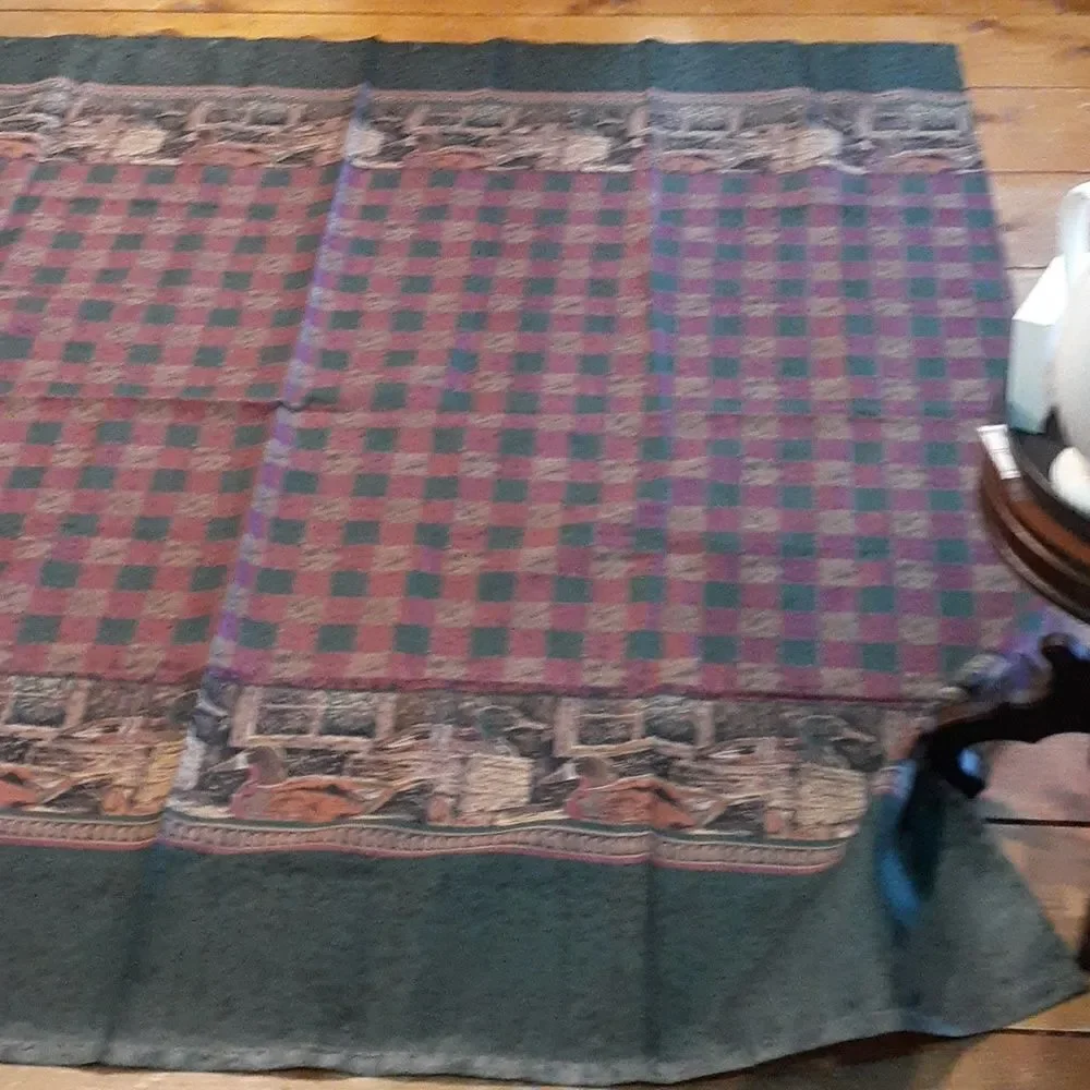 Beautiful plum, forest green rustic duck design shower curtain & matching rings
